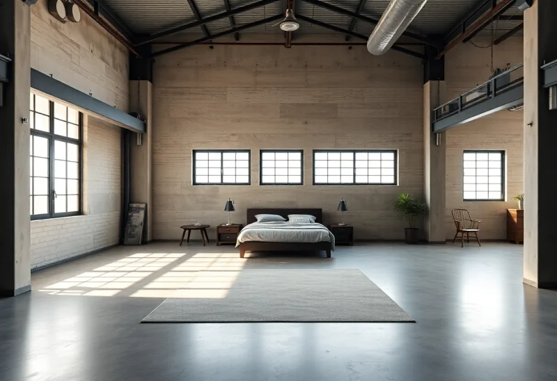 industrial virtual staging for unfurnished bedroom