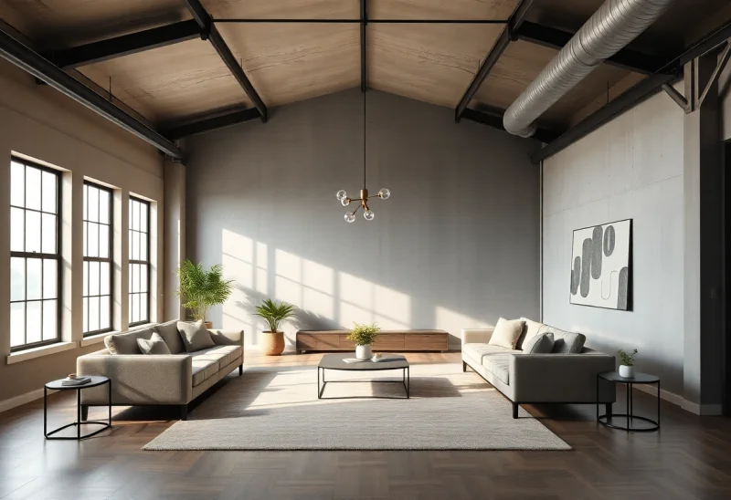 industrial virtual staging for vacant living room