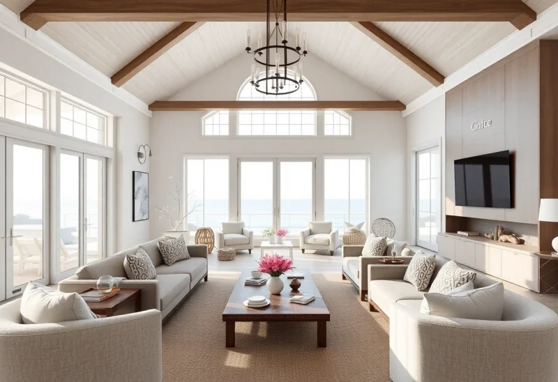 low light coastal living room design ideas