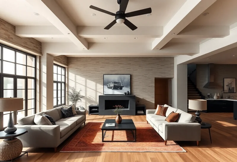 low light industrial living room design ideas