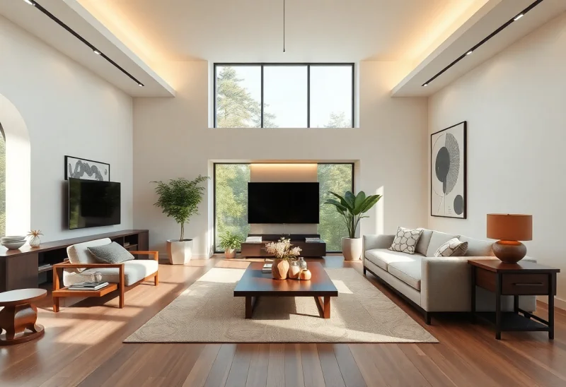 low light japandi living room design ideas