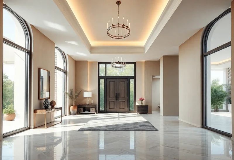 luxury modern virtual staging for first impression entryway