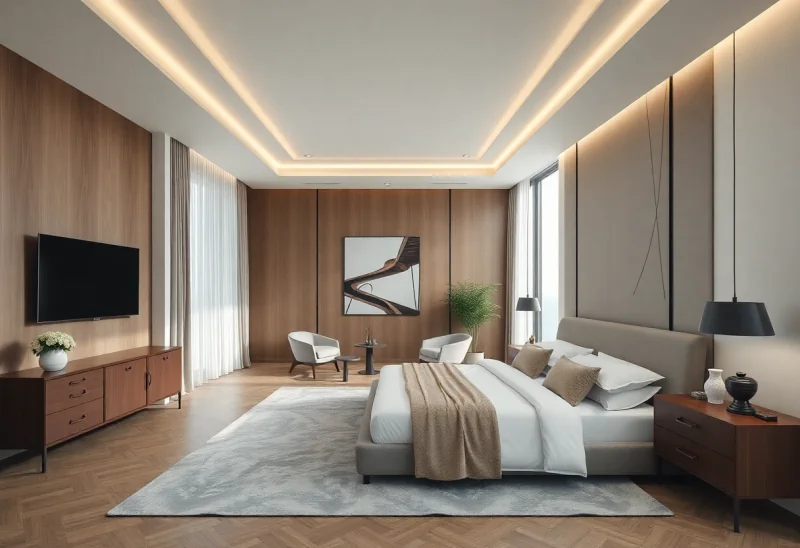 luxury modern virtual staging for high end bedroom