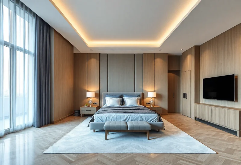 luxury modern virtual staging for unfurnished bedroom