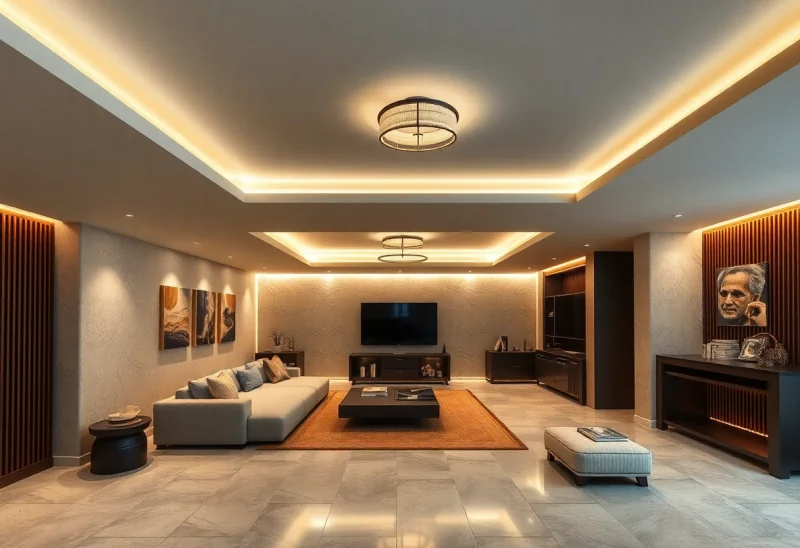 man cave japandi basement design ideas