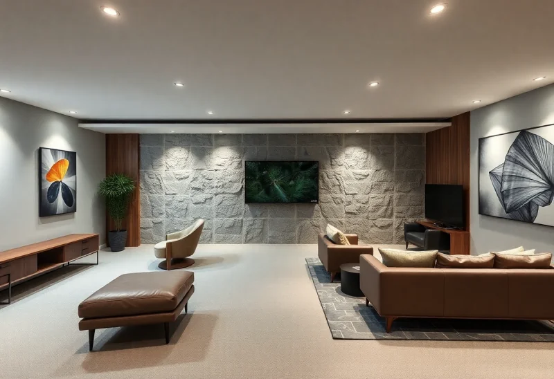 man cave mid century modern basement design ideas
