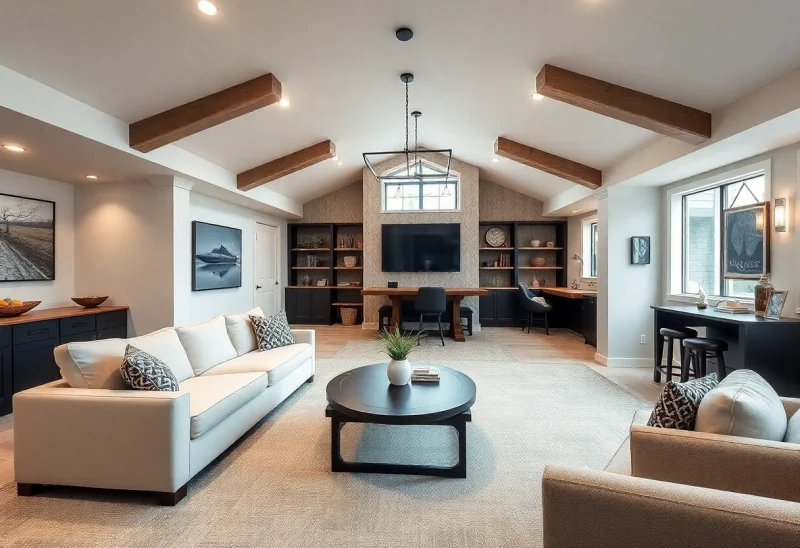 man cave modern farmhouse basement design ideas