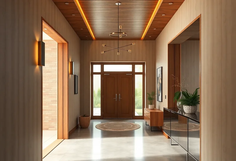 mid century modern entryway layouts for narrow hallway