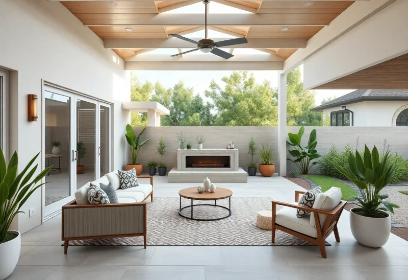 mid century modern virtual staging for curb appeal patio