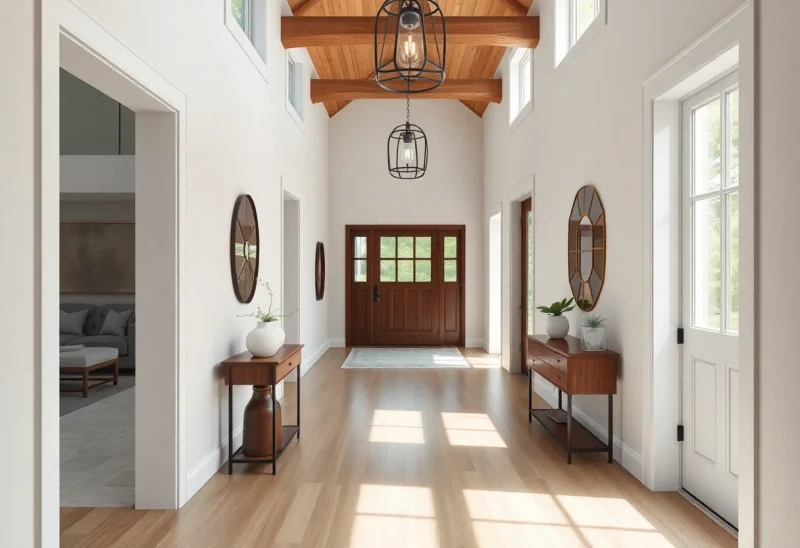 modern farmhouse entryway layouts for narrow hallway