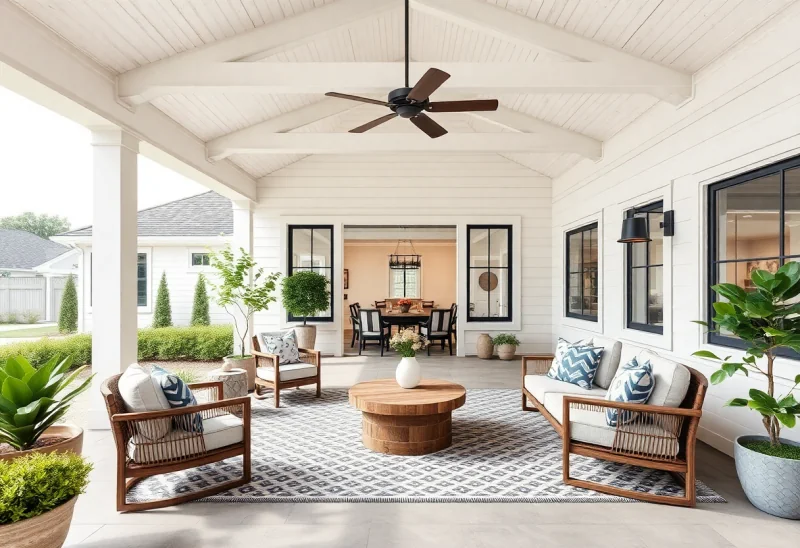 modern farmhouse virtual staging for curb appeal patio