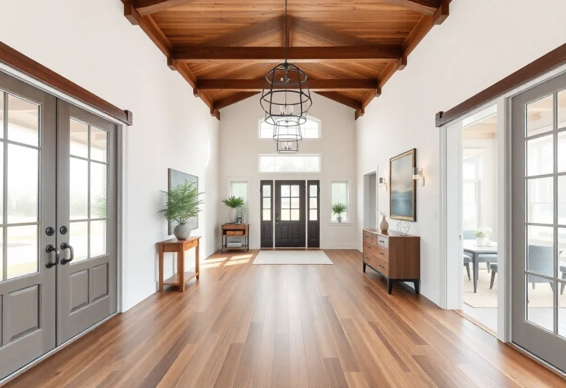 modern farmhouse virtual staging for first impression entryway