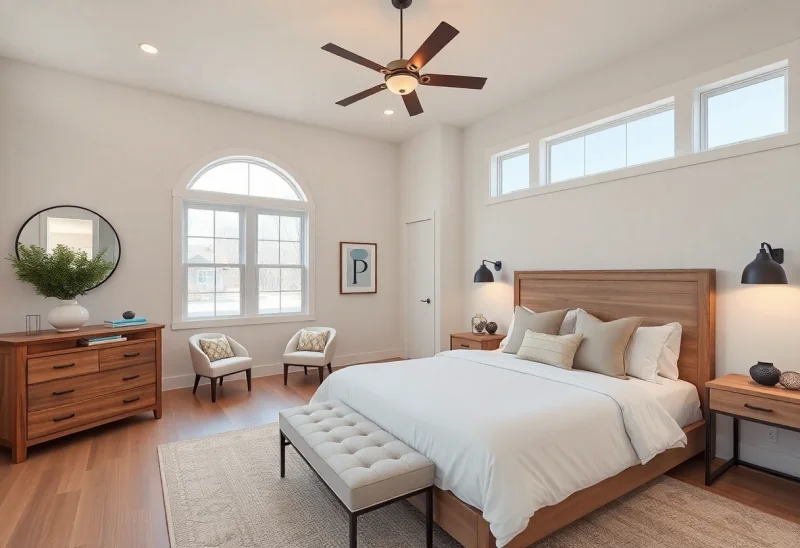 modern farmhouse virtual staging for high end bedroom