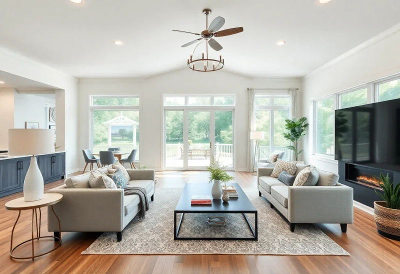 modern farmhouse virtual staging for luxury listing living room