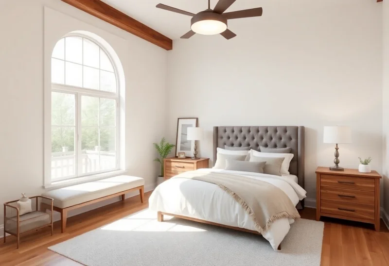 modern farmhouse virtual staging for unfurnished bedroom