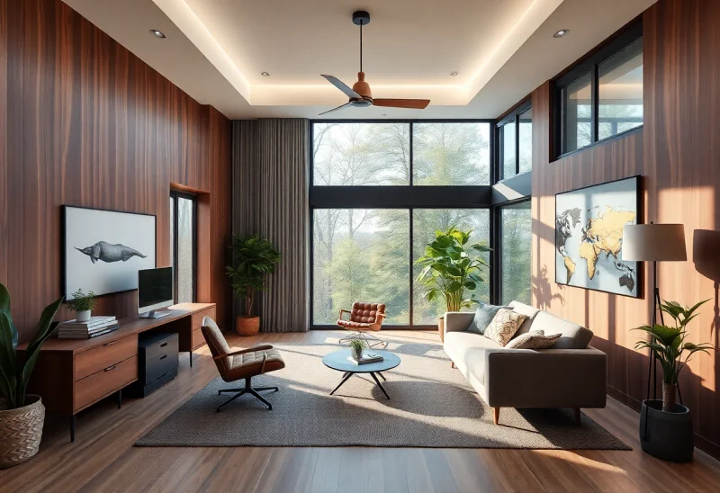 no windows mid century modern home office design ideas