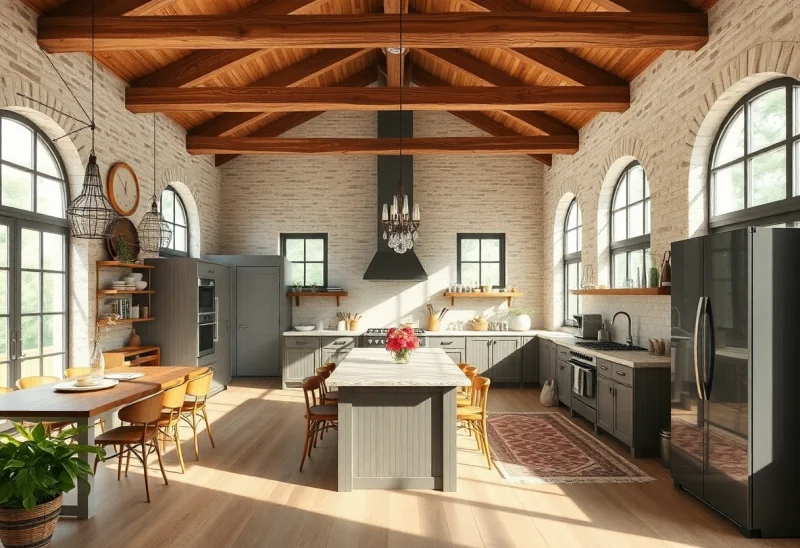 open plan bohemian kitchen design ideas