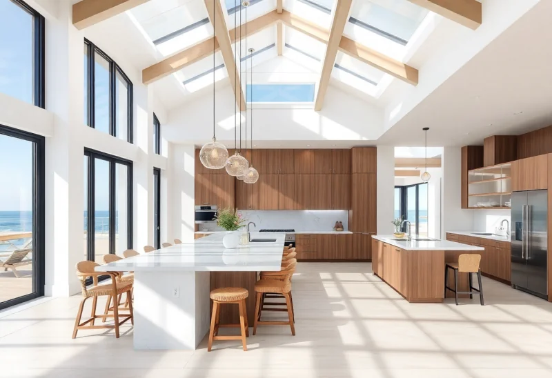 open plan coastal kitchen design ideas