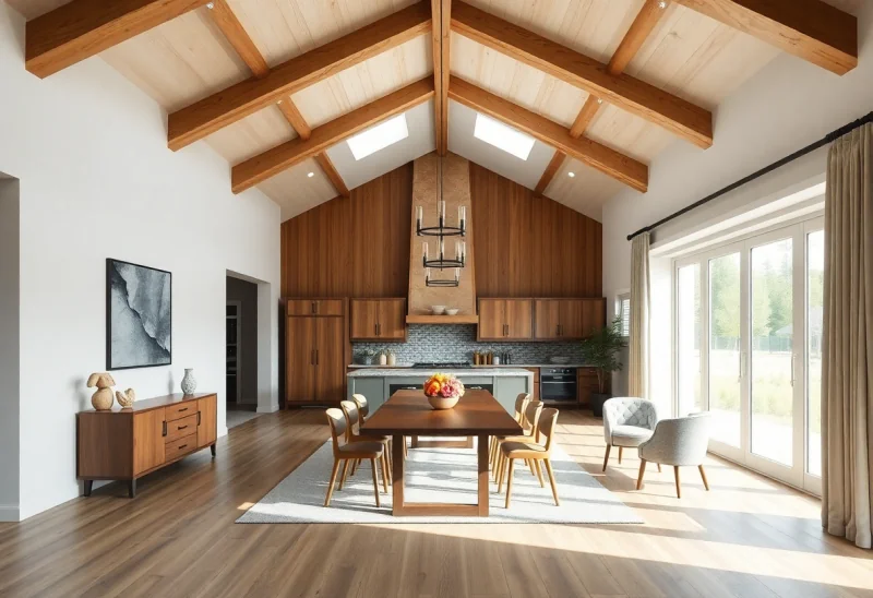 open plan modern farmhouse dining room design ideas