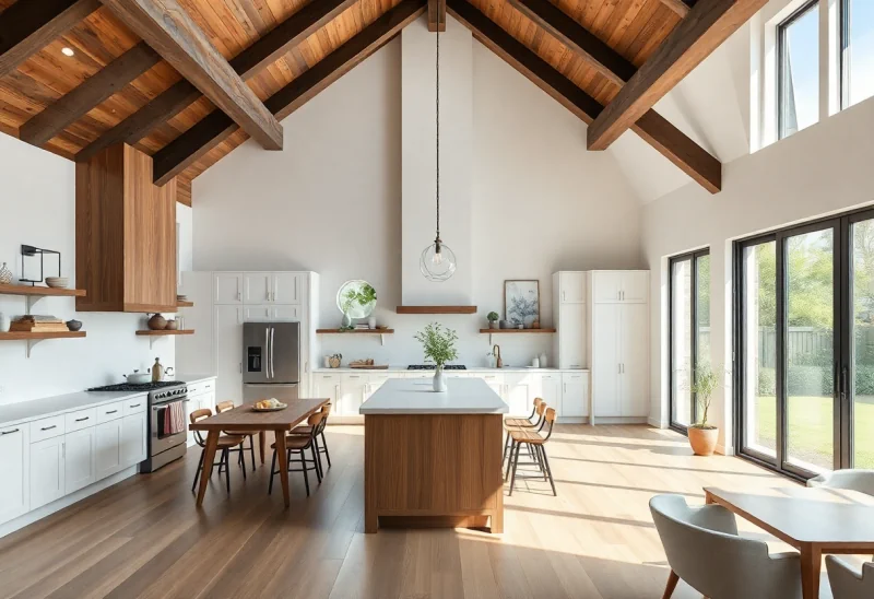 open plan modern farmhouse kitchen design ideas