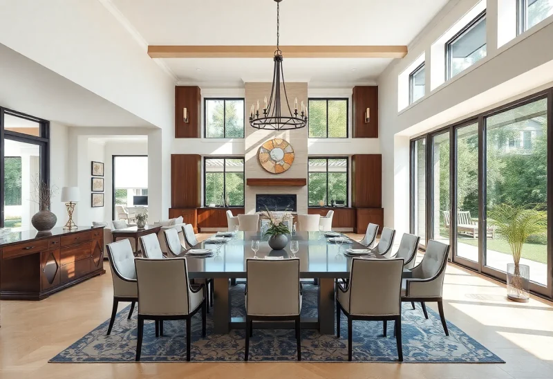 open plan transitional dining room design ideas