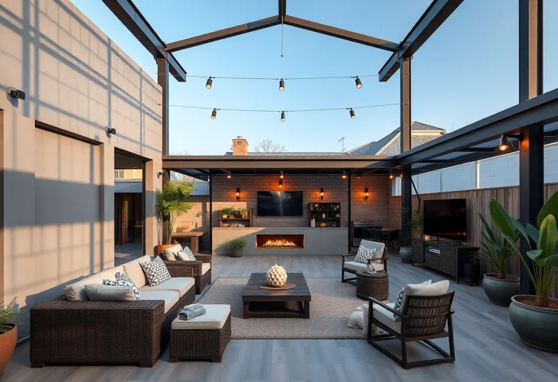 outdoor living industrial patio design ideas