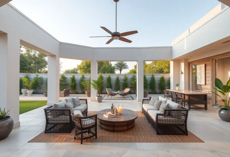 outdoor living neutral patio design ideas