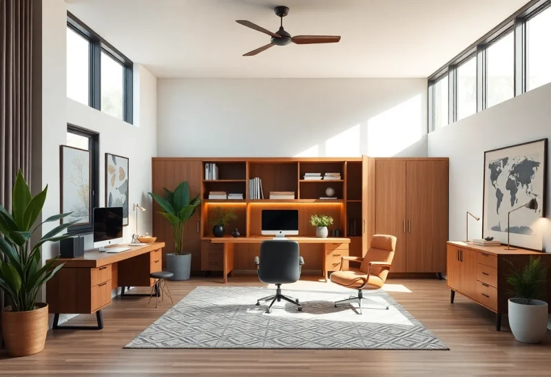 productivity mid century modern home office design ideas
