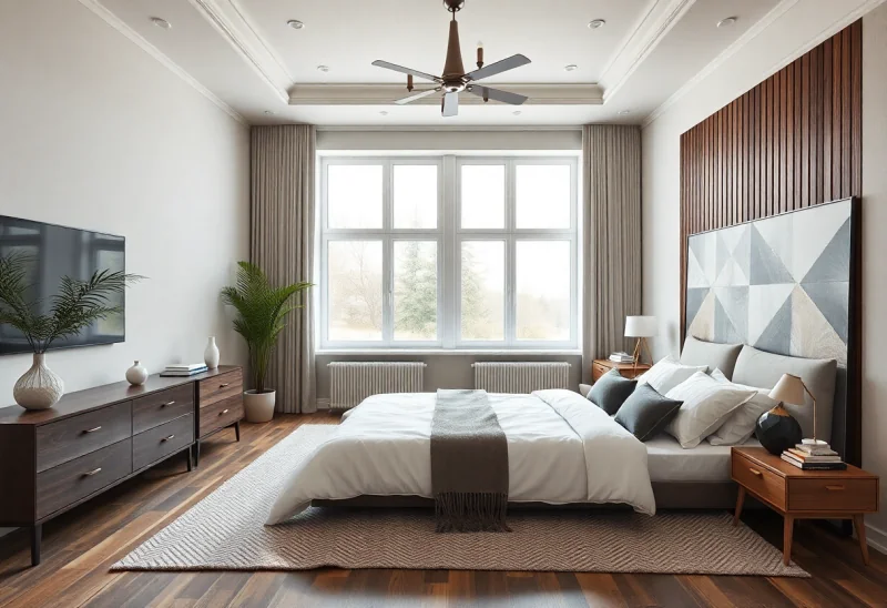 scandinavian virtual staging for high end bedroom