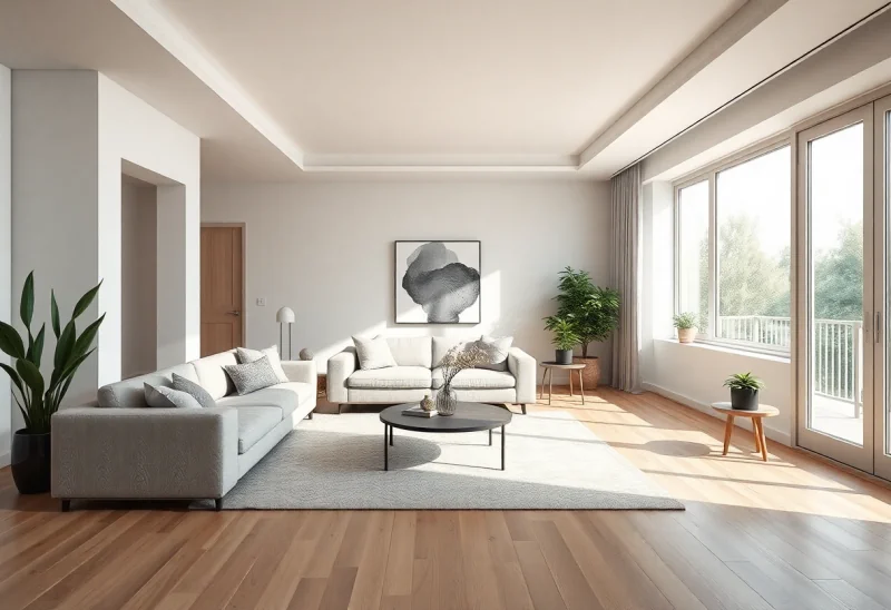 scandinavian virtual staging for vacant living room