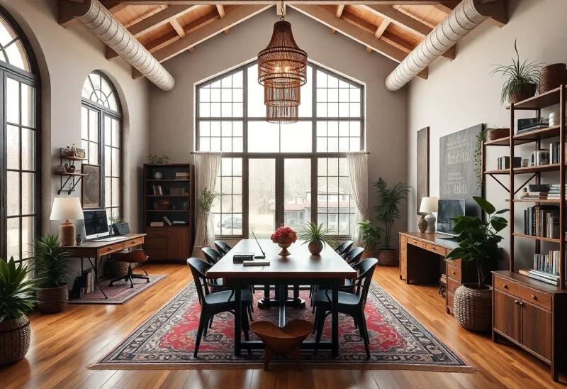 shared space bohemian home office design ideas