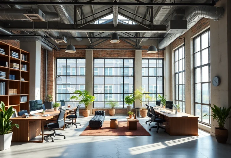 shared space industrial home office design ideas