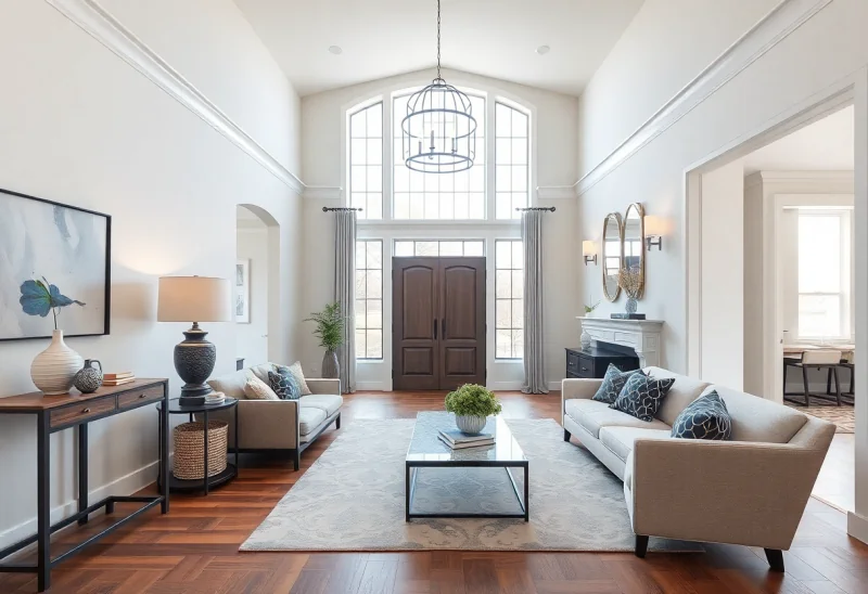 transitional virtual staging for first impression entryway