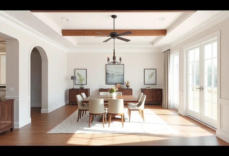 transitional virtual staging for vacant dining room