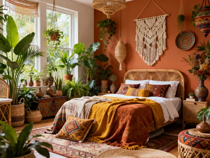trendy bohemian bedroom room design