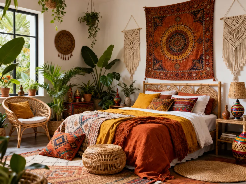 trendy bohemian bedroom room makeover