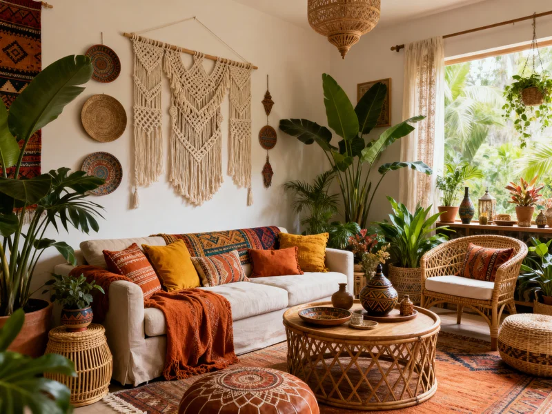 trendy bohemian living room home renovation