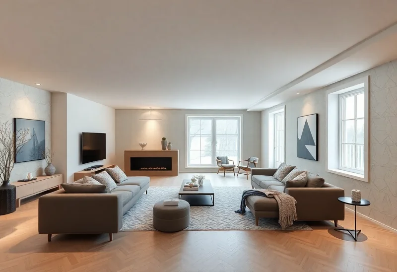 unfinished scandinavian basement design ideas