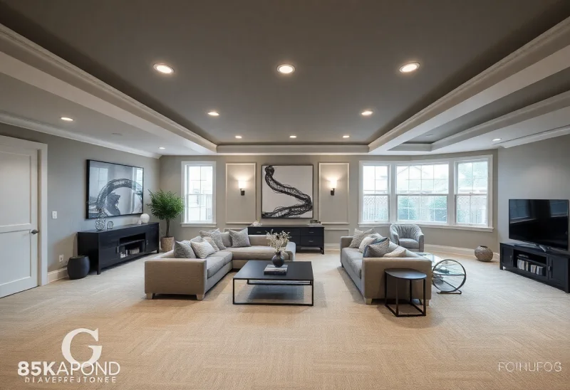 unfinished transitional basement design ideas