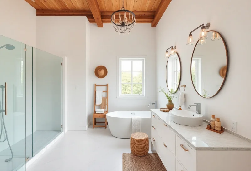 update builder grade bathroom to bohemian style