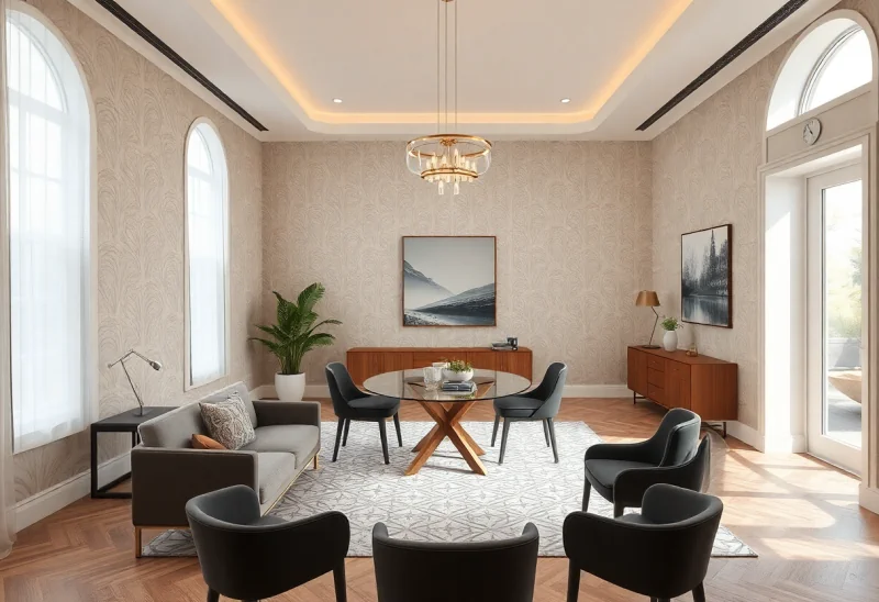 update dated wallpaper dining room to contemporary style