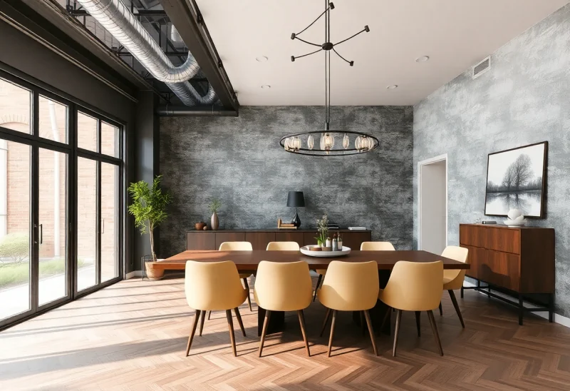 update dated wallpaper dining room to industrial style