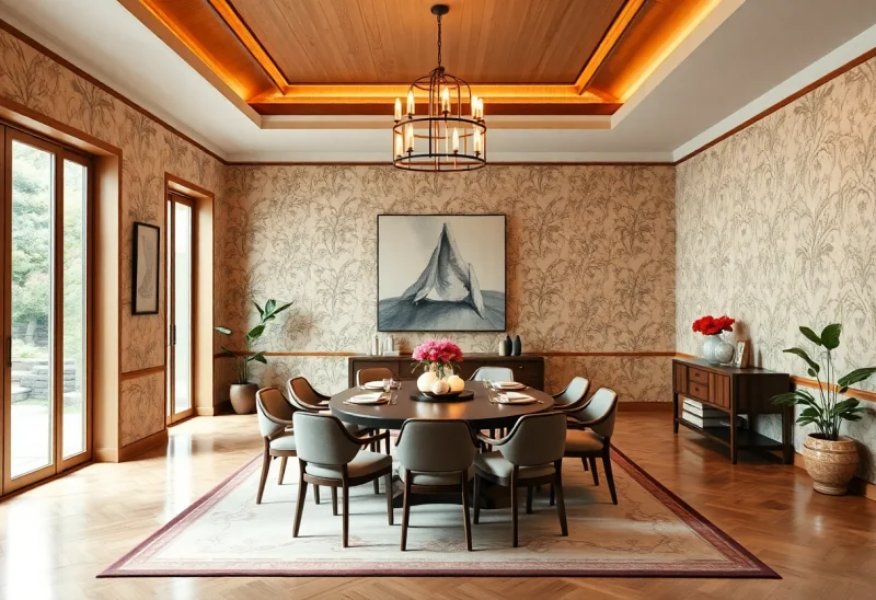 update dated wallpaper dining room to japandi style