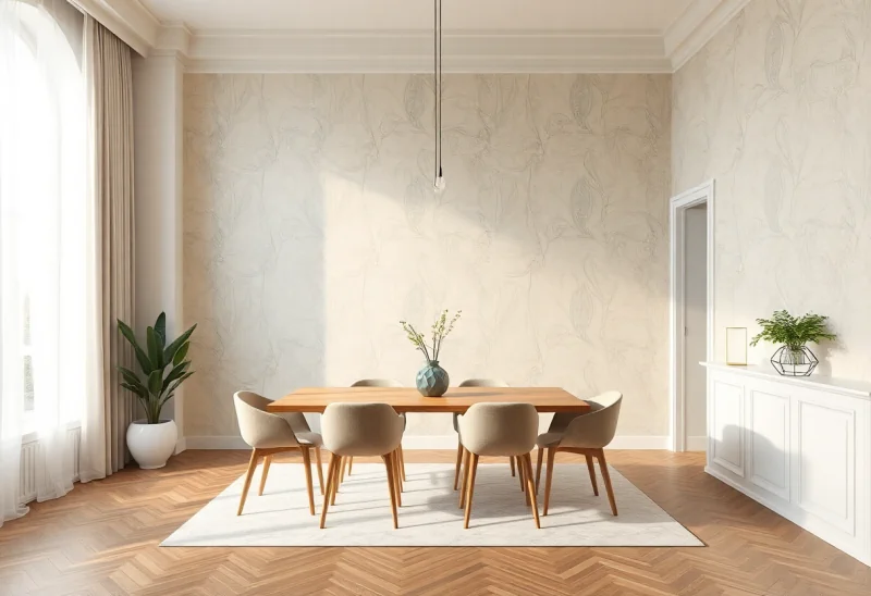 update dated wallpaper dining room to minimalist style
