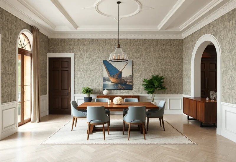 update dated wallpaper dining room to neutral style