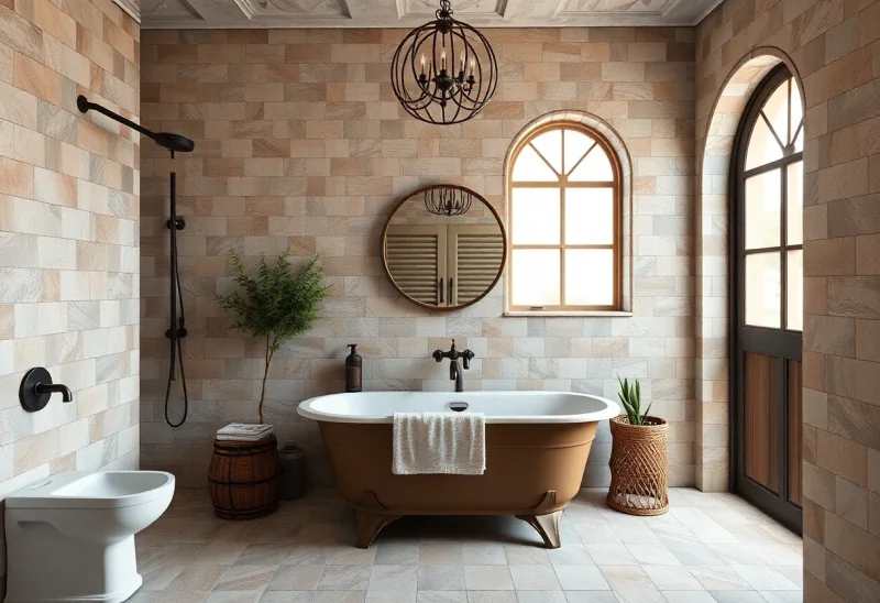 update old tile bathroom to bohemian style