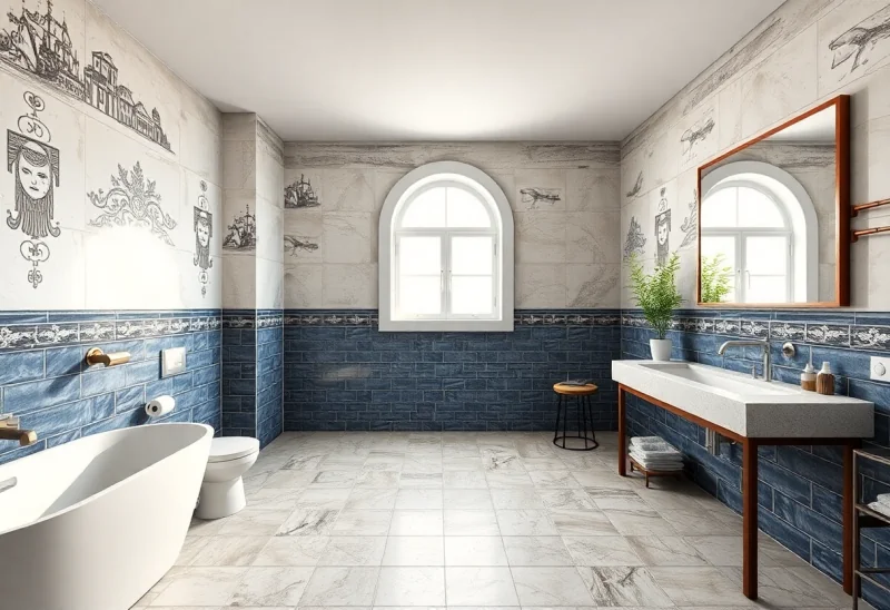 update old tile bathroom to coastal style