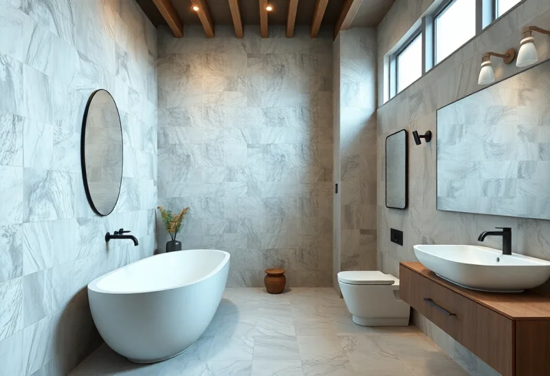 update old tile bathroom to contemporary style