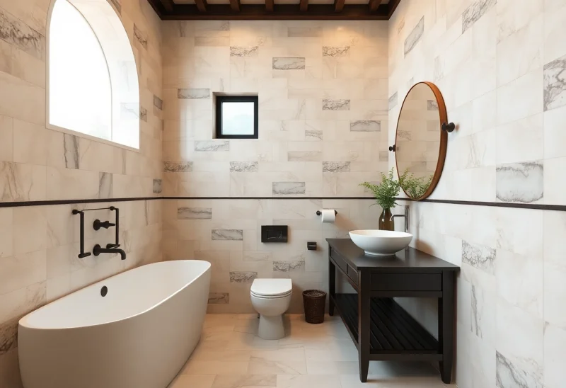 update old tile bathroom to japandi style