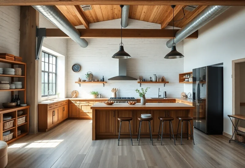 update outdated oak kitchen to industrial style